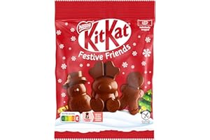 ‎KITKAT KitKat NESTLÉ KITKAT Festive Friends Schokoladen-Mix, Mini-Weihnachtsfiguren aus Milchschokolade mit Knusperstückchen, 1er Pack (1 x 65g)