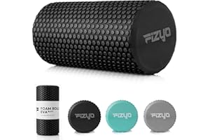 ‎FIZYO Fizyo Wałek do Masażu - Piankowy Roller EVA do Jogi, Pilatesu, Fitnessu, Rehabilitacji, Regeneracji Mięśni, Łagodzi Ból Pleców, Nóg, Powięzi, Samodzielnego Masażu Pleców Kręgosłupa (Czarny)