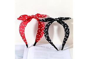 TEAAHA Opaska na głowę dla kobiet, urocza kokarda, uszy królika, vintage, szeroka bandana, retro, lata 50., opaska do włosów, akcesoria, kostiumy dla kobiet, dziewcząt, jeden rozmiar, 2 szt