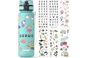 bumpli® Trinkflasche Kinder - 500ml - GRATIS Namensticker- Trinkflasche Kohlensäure geeignet, auslaufsicher - BPA-frei mit Fruchteinsatz - Ideal für Schule, Kindergarten, Sport (Mint)