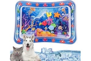 GEHANICO Tapis De Jeu Pour Chat Tapis De Jeu à Capteur D'eau Tapis De Refroidissement Gonflable Pour Chat Jouet Interactif Pour Chat Jouet Sensoriel Pour Enfants L'été Tapis D'eau Gonflable Épaissi (F)