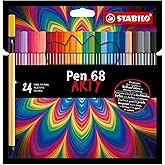 STABILO Pen 68 ARTY - Ke&ccedil;e U&ccedil;lu Boya Kalemi - 24'l&uuml; Paket - &Ccedil;eşitli Renkler