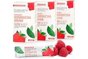 Purearth Kombucha Drink Powder for Glowing Skin | Vegan Collagen & Biotin Sachets | Raspberry Flavor | Gut Health, Hydration & Energy Support | Sugar-Free Rehydration | 30 Sachets