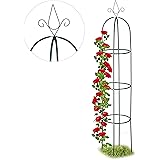 Relaxdays, dunkelgrün Rankhilfe, rund, freistehend, Rosen, Tomaten, Wein, Garten, wetterfest, XL Rankobelisk, H: 200 cm