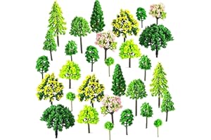 LZYKJGS 55 Pièces Arbres Modèles de Paysage, Modèle Arbre en Plastique, Arbre de Diorama, Mixte Couleur Modèle Train Arbres, Paysages Miniatures, Table de Sable (3-7cm)