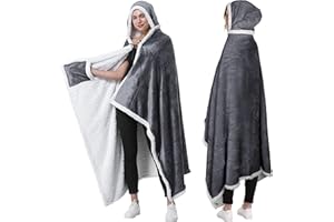 CATALONIA CLASSY Poncho Couverture à Capuche | Couverture câline Portable avec Poches | Cape Confortable en Molleton Sherpa pour Enfants et Adultes