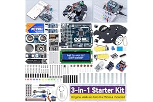 SUNFOUNDER Ultimate Starter Kit with Original Arduino Uno R4 Minima, 3 in 1 IoT/Smart Car/Basic Kit with Online Tutorials, for Beginners to Enthusiasts (Original Arduino Uno R4 Minima Included)