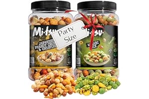 Peanuts & Rice Crackers Crisps Multipack - 800g Wasabi & 650g Japanese Snacks, Coated Peanuts Bulk Buy with Topline Card. Pub Snacks for Birthday Party Food, Movie Nights. Great for Mens Food Hamper