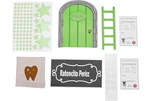 ASVP Shop Ratoncito Pérez Puerta Mágica Que se Abre y Cierra con Certificados y Decoración Brillante - Experiencia Inolvidable del Ratón de los Dientes (Verde)