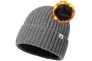 TOP-EX Oversized L/XL/XXL 100% Merino Wool Beanie Fleece Lined Hat Warm for Cold Weather Winter