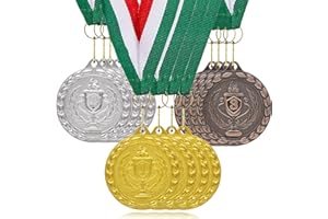 YUJUE Medaglie Numeriche per Bambini, Set di 12 Medaglie in Oro, Argento e Bronzo con Nastro Bandiera Italiana, Ideali per Premi Sportivi, Gare di Ginnastica, Regali per Feste di Bambini e Adulti