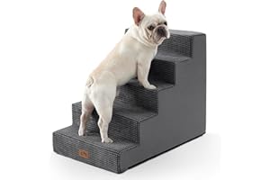 COZY KISS Escaliers pour Chiens à 5 Marches, 60 cm Large Escalier pour Animaux pour Lit et Canapé, Marche pour Chat avec Housse Amovible et Lavable, Antidérapant (Gris Foncé, 75x50x60cm, 5)
