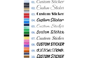 Custom Text Stickers Gloss Matt Colours Small to Large Sizes 30 Fonts Personalised Quotes Names Wording Slogan Phrase Die Cut