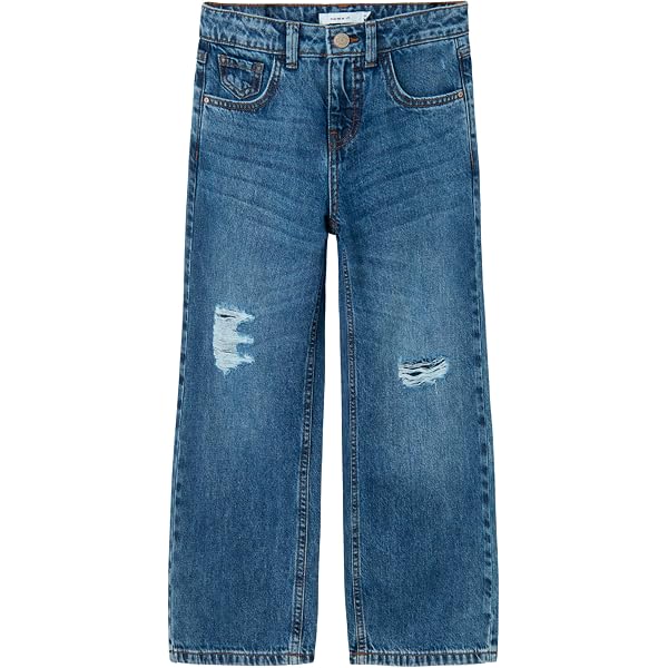 Jean Large Fille NAME IT - Coupe Wide Leg, Taille Basse, Fermeture Zip, Style Décontracté