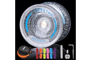 YOSTAR JoJo Profi K2 Kristall mit Laserpulver, Trick JoJo mit Leerlauf, Responsive Jo Jo für Kinder, Unresponsive Yoyo für Erwachsene, Dual Zweck JoJo mit JoJo Kugellager, 12 Schnüre, Fall