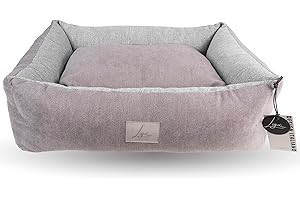 Ligo Buddy Elegance- Lettino Cuccia per cani realizzata in Italia. Cuscino materasso per Cane cuccetta completamente sfoderabile e lavabile in lavatrice. (S/M: 70 X 65 cm, SOFT ROSA/GRIGIO)