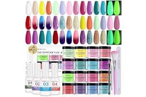 Morovan Dip Powder Nails Kit - 22 Couleurs Vernis Poudre Professionnel Dip Powder Kit Complet avec Base et Top Coat Longue Durée pour Débutants DIY Manucure Décoration Salon