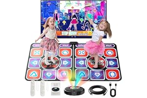 Helangel Esterilla de Baile para niños y Adultos, Alfombra de Baile interactiva para TV con cámara, Modelos mejorados, Doble Alfombra de Baile Musical Duradera y Antideslizante (166 x 93 cm)