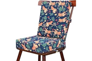 SYNTAXHO Booster Seat for Dining Chair - Toddler 2Pcs Booster Cushion with Different Height, Cartoon Cute Detachable Easy Cleaning Booster Seat Dining Table with Non-Slip Bottom & Adjustable Safety Belt