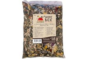 Parrot Food 1.8kg - Seed and Nut Mix Feed SeedzBox - Natural Healthy Pet Treats and Snacks - Banana Pumpkin Seeds Peanuts Whole Oats - Fats and Fibre
