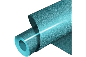 BOSADA Glitzer Plotterfolie Textil 30.5x152cm Flexfolie Plotter Textil Transferfolie Plotter Bügelfolie für Textilien für T-Shirt Kleidung, Logo, Hut, Stoff (Himmelblau)