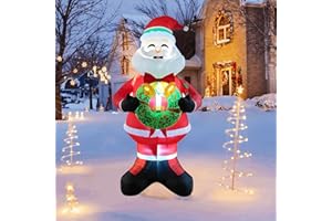 EXPOREE Decoraciones de Navidad Inflable Papá Noel, 240 cm, 8 pies, Blow Up Xmas Decoraciones Inflables con Luces LED, Patio al Aire Libre Jardín Césped Decoraciones de Invierno