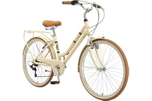 BIKESTAR Bicicleta de Paseo Aluminio Rueda de 26" 28" Pulgadas | Bici de Cuidad Urbana 7 Velocidades Vintage para Mujeres