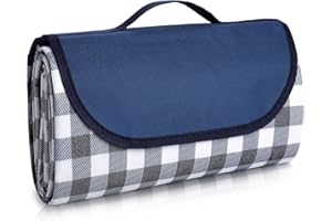 Lahrma Picnic Blanket Waterproof 200 x 200 cm Large Picnic Mat Camping Outdoor Blanket, Beach Mat Sand Free Portable with Handle Foldable Park Graden Picnic Rug, Dark Blue