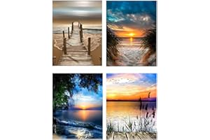 Zelihrdu Diamond Painting Kit DIY Pintura de Diamante 5D Completo para Adultos Niños, Punto de Cruz Bordado Artes para La Cuadro Principiantes, Decoración Pared Hogar 30x40cm Playa Paisaje Amanecer