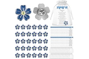 CNSJ Forget Me Not Memorial Pin Flower Lapel Brooch Funeral Favor with Memorial Poem Cards and Organza Bags for Memorial Remembrance Presents