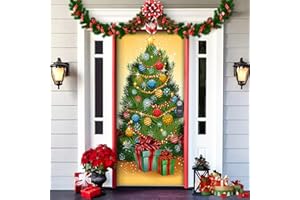 QuyiFa 2024 Funda de Puerta elástica navideña, Fundas de Puerta de Tela elástica navideña, Fundas de Puerta navideñas de Tela para decoración Interior y Exterior de Vacaciones de Año Nuevo (A-18)