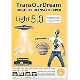TransOurDream Light 5.0 Iron on Heat Transfer Paper for Light Fabric (5Sheets,A4, Light 5.0) Iron-on Transfers Paper for Whit