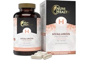 ‎NUVI HEALTH Hyaluronsäure Kapseln - Hochdosiert mit 500 mg - 100 Kapseln - 500-700 kDa - Hergestellt durch pflanzlicher Fermentation - Laborgeprüft - Vegan - Premium Qualität