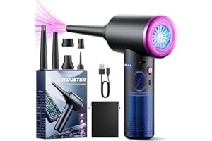 Souffleur Air Comprimé- 100000 tr/min de Pulvérisation d’Air Comprimé avec Batterie 9000mAh, kit de Nettoyage de Clavier d’Aspirateur à 3 Vitesses avec Lumière LED pour le Nettoyage de PC
