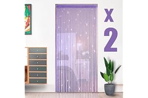 HYSENM 2 Tende 100 x 200 cm Tenda a Fili Glitterata Pannelli divisori per interni Tende per porta finestra Divisorio di Stanze Tenda zanzariera porta finestra, Viola