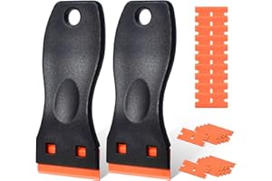 Zanch Raschietto e 10 Lame in plastica per rimuovere residui di colla, rimuovere adesivi, solvente per colla, raschietto per vetro, raschietto per vetri e finestre