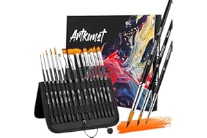 ARTKUNST 15-teiliges Acryl-Pinsel-Set, Pinselset für Acrylfarben, Premium Nylon Acrylfarben Pinsel, Malerei Ölfarben Brush Set, für Acryl, Aquarell, Öl, Gouache, Steinmalerei, kein Haarausfall, Acrylpinsel