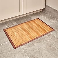 iDesign rutschfeste Fußmatte, kleiner Duschvorleger aus Bambus, wasserabweisender Läufer für Badezimmer, Küche und Flur…