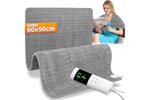 ‎WARMFAY Warmfay Heizkissen mit Abschaltautomatik, Elektrisch Wärmekissen mit 30 Temperaturstufen & 12 Timer, Maschinenwaschbare, Schnellheizende Ultraweich Heizdecke für Rücken Schulter Nacken Baauch, 60x90cm