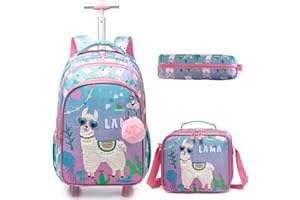 HTgroce 3 szt. Wózek szkolny dla dziewczynek podstawowych plecak szkolny dla dziewczynek plecak szkolny wózek szkolny plecak dla dzieci plecak z kółkami do szkoły podróżnej, Zielona owczarka