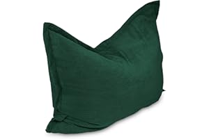 chilly pilley Puf De Pana Cojín De Suelo Puf Relleno De Poliestireno Puf Gigante Material De Cuerda Cojín De Asiento Cojín De Jardín para Tumbarse Y Sentarse Pana 180x140 Verde Oscuro