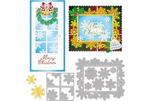 GLOBLELAND 2Pcs Christmas Snowflake Window Frame Cutting Dies Metal Winter Window Border Die Cuts Embossing Stencils Template for Paper Card Making Decoration DIY Scrapbooking Album Craft Decor