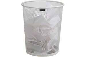 Mind Reader Garbage Waste Basket Cestino per la Spazzatura per Il Riciclaggio, Set di pattumiera Rotondo in Rete Metallica, Bianco, Metallo