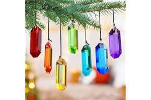 HDCRYSTALGIFTS 7pcs Crystal Suncatcher Prisms 3'' Window Hanging Ornament Rainbow Glass Prism Sun Catcher Decor for Home Garden