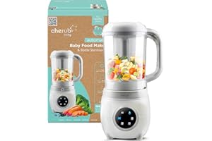 Cherub Baby Automatic Baby Food Maker | 4-in-1 AI-Powered Blender, Steamer, Bottle Steriliser & Warmer | 12 Meal Capacity BPA-Free Tritan Baby Food Processor | Newborn Essentials
