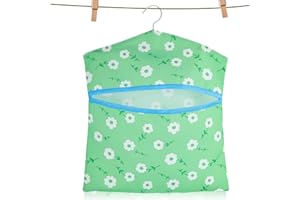 Dszemie Peg Bags for Washing Line with Hanging Pegs Bag, Flower Print Clothes Peg Bag Washing Line with Hanger Waterproof, Reusable Clothes PegHolder, Easy Hanging Hook for Storage Pouch Hanger