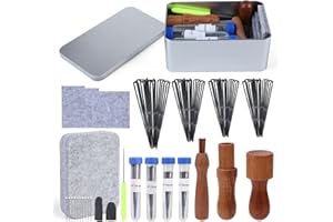 Deudy Feltro di Lana Kit di Strumenti, Kit per infeltrimento ad ago, Kit Iniziale per Feltro ad ago con Aghi per infeltrimento, Feltro per Animali in Feltro Lavoretti Creativi Fai da Te