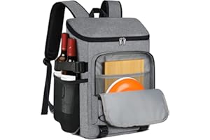 NUBILY Kühlrucksack 30L Wasserdichten Kühltasche Rucksack Groß Isolierte Kühltasche Thermo Lunchtasche für Camping Outdoor Reisen BBQ Wandern Grau