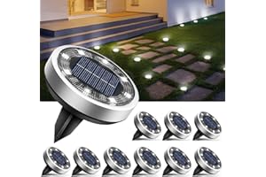 btfarm 10 Paquetes Luces Solares LED Exterior Jardin Suelo, 8 LED Luz Solar Exterior Jardin, IP65 Impermeable Lamparas Solares Exterior Jardin, Camino, Césped, Patio (Blanco Frío)
