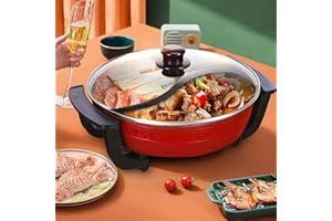 KENSYUINT Elektrischer Hot Pot Grill Leicht zu reinigen Schnelle Erwärmung Temperaturregelung Einfache Reinigung Multifunktionaler Elektrogrill und Hot Pot